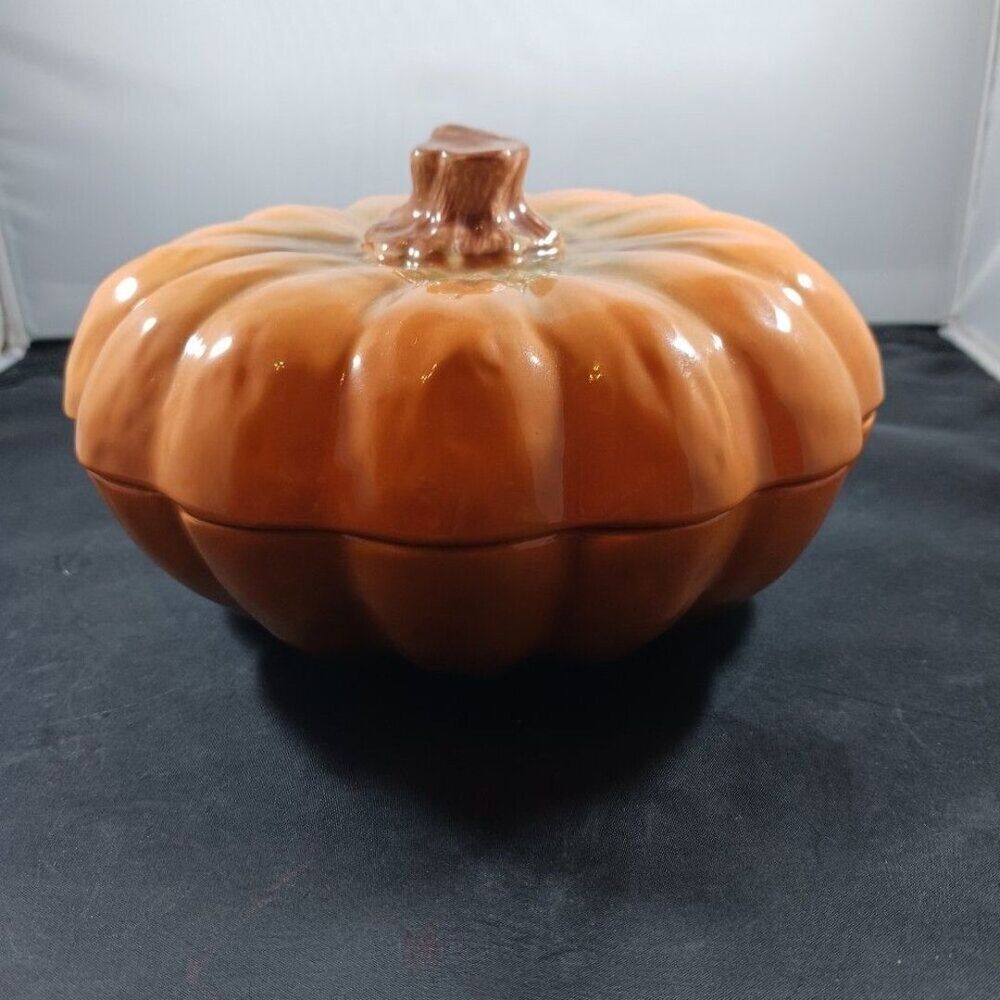 Dept. 56 Harvest Ceramic Pumpkin Candy / Cookie Container